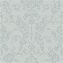 Antonella Light Blue Scroll Damask Wallpaper