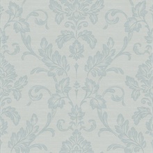 Antonella Light Blue Scroll Damask Wallpaper