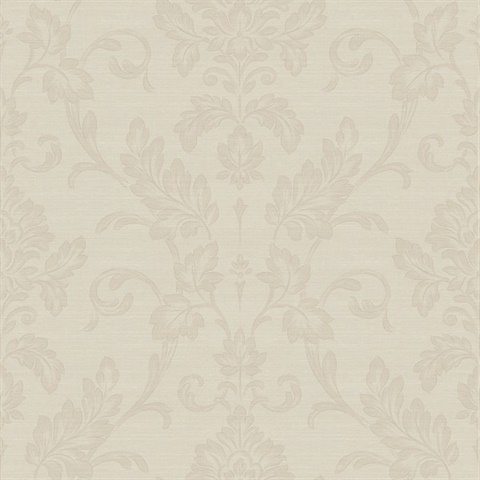 Antonella Rose Gold Scroll Damask Wallpaper