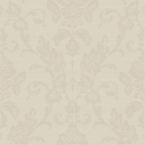 Antonella Rose Gold Scroll Damask Wallpaper