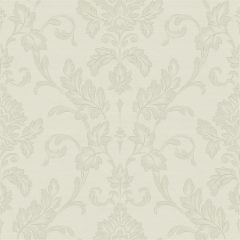Antonella Silver Scroll Damask Wallpaper