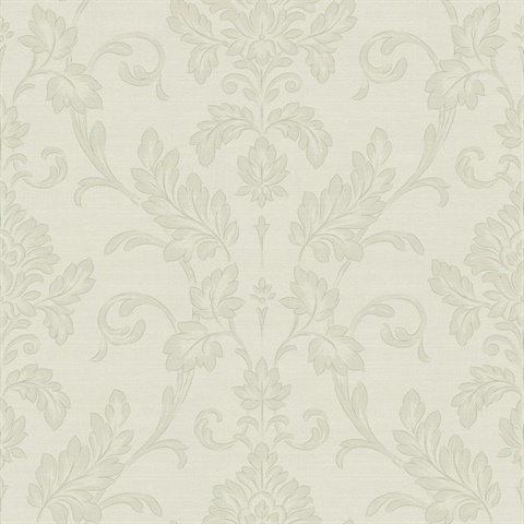 Antonella Silver Scroll Damask Wallpaper