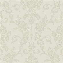 Antonella Silver Scroll Damask Wallpaper