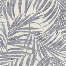 Anzu Slate Blue Frond Tropical Palm Leaves Wallpaper