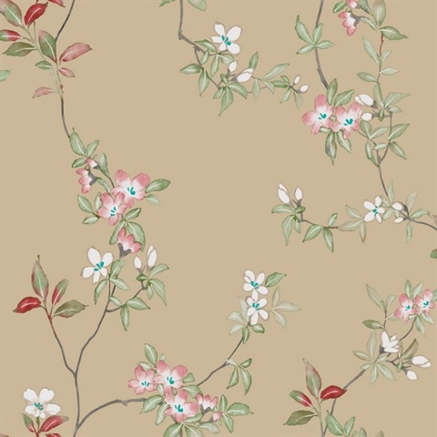 April Blossom Sand Watercolor Floral Wallpaper