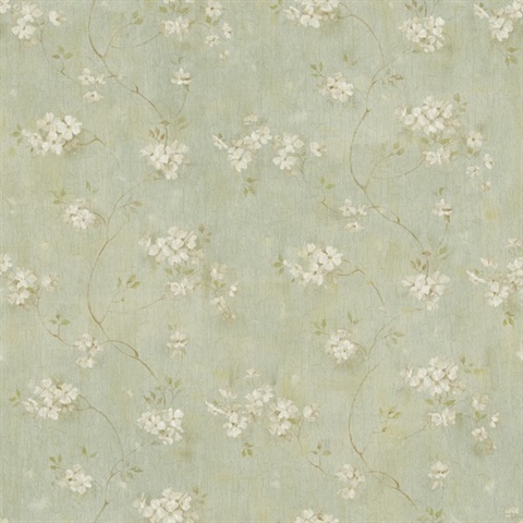 Aqua Braham Aqua Floral Trail Wallpaper