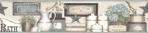 Country Bath Aqua Rustic Border