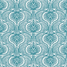 Aqua Lotus Palm Paisley Wallpaper