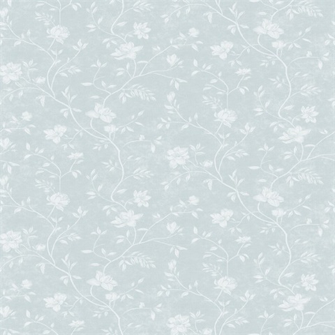 Aqua Magnolia Floral Vine Wallpaper