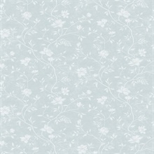 Aqua Magnolia Floral Vine Wallpaper