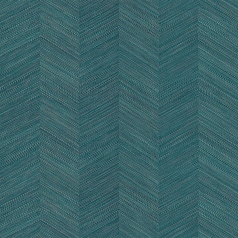 Aquamarine Sisal Vertical Chevron Stripe Wallpaper