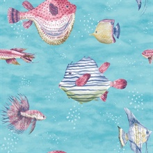 Aquatic Oceanna Puffer Fish Multicolor Wallpaper