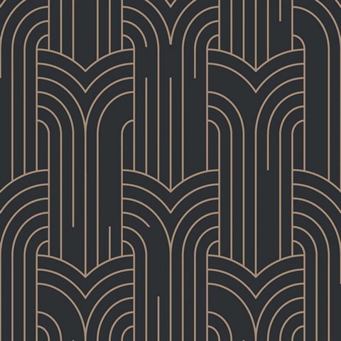 Arch Deco Black and Silver Wallpaper