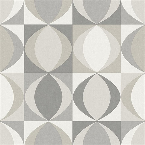 Archer Grey Linen Retro Geometric Wallpaper