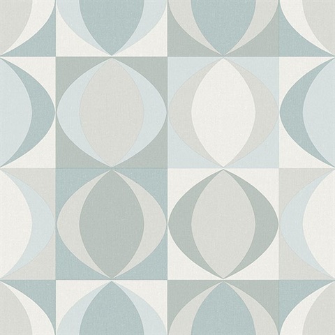 Archer Light Blue Linen Retro Geometric Wallpaper