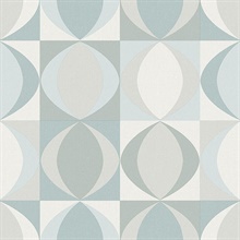 Archer Light Blue Linen Retro Geometric Wallpaper