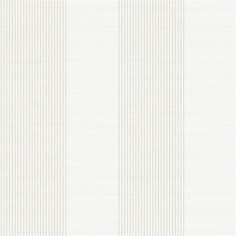 Archer Stripe White Faux Linen Wallpaper