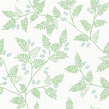 Ardell Light Green Block Print Fern Leaf Wallpaper
