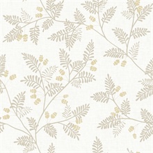 Ardell Wheat Block Print Fern Leaf Wallpaper