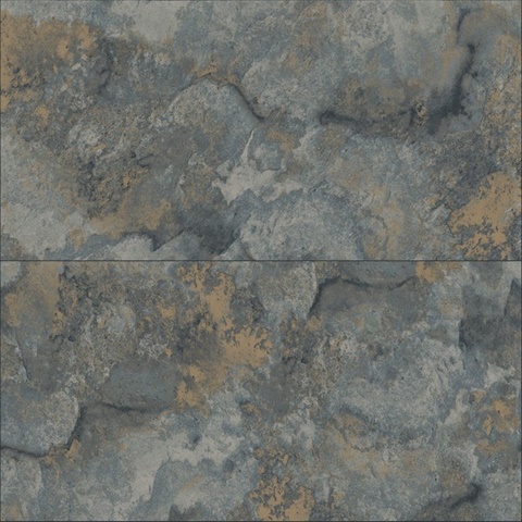 Aria Slate Textured Foil Marble Tile Wallpaper
