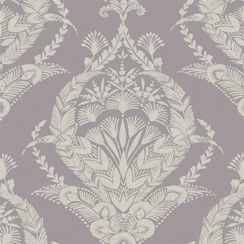 Arlie Lavender Large Floral & Leaf Damask Wallpaper