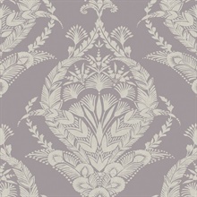 Arlie Lavender Large Floral & Leaf Damask Wallpaper