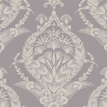 Arlie Lavender Large Floral &amp; Leaf Damask Wallpaper