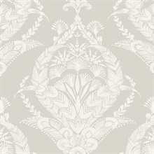 Arlie Light Grey Large Floral &amp; Leaf Damask Wallpaper