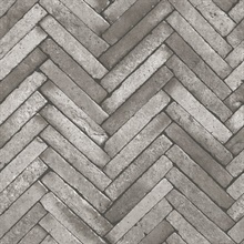 Arrow Dark Grey Diagonal Herringbone Faux Stone Wallpaper