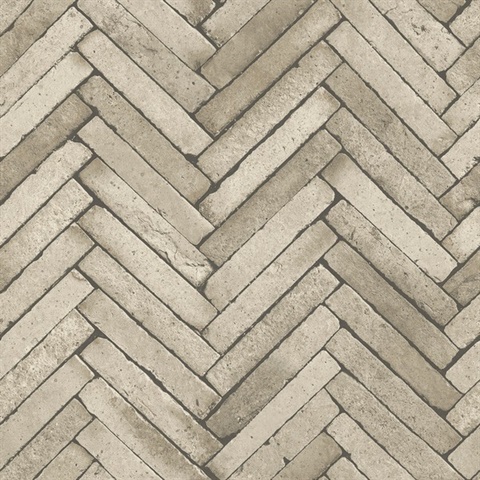 Arrow Neutral Diagonal Herringbone Faux Stone Wallpaper