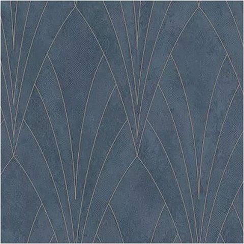 Art Deco Fan Blue Texture Ground Wallpaper