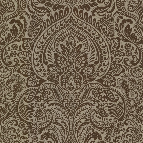 Artemis Bronze Shimmering Metallic Damask Wallpaper