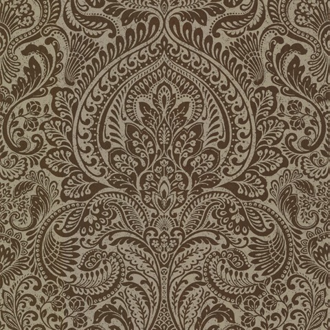 Artemis Bronze Shimmering Metallic Damask Wallpaper