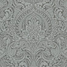 Artemis Pewter Shimmering Metallic Damask Wallpaper