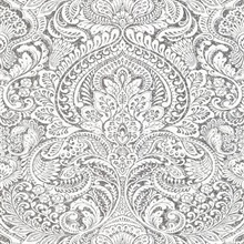 Artemis Platinum Metallic Damask Wallpaper