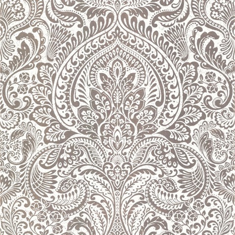 Artemis Rose Gold Shimmering Metallic Damask Wallpaper