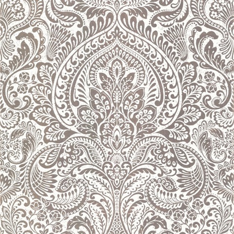 Artemis Rose Gold Shimmering Metallic Damask Wallpaper