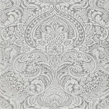 Artemis Silver Metallic Damask Wallpaper