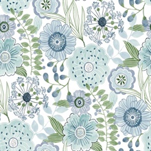 Artistic Bouquet Alpine Floral & Leaf Wallpaper