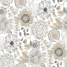 Artistic Bouquet Neutral Wallpaper