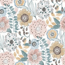 Artistic Bouquet Ochre & Ocean Wallpaper