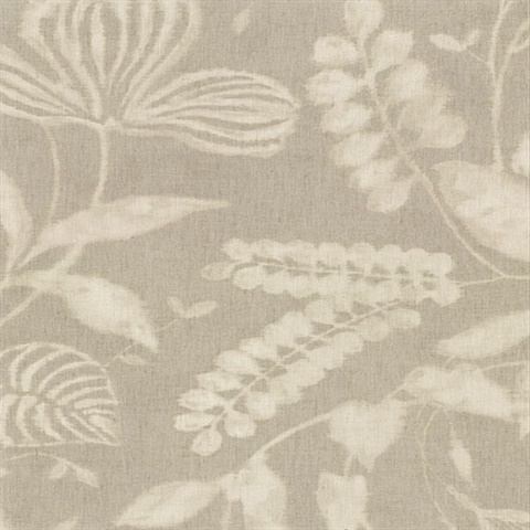 Arvada Light Grey Botanical Leaf Wallpaper