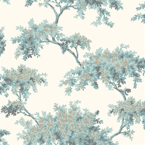 Ashdown Teal Tree Wallpaper