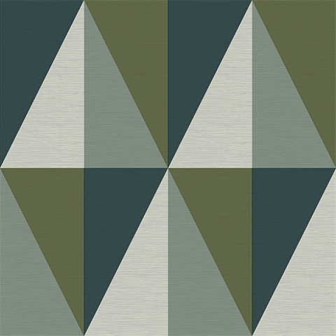 Aspect Green Geometric Faux Grasscloth Wallpaper