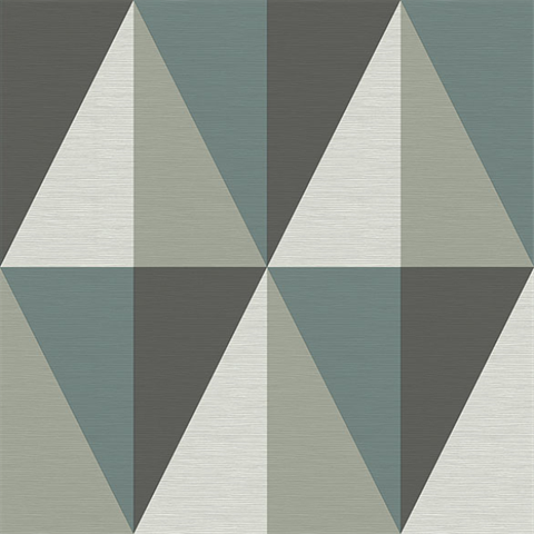 Aspect Teal Geometric Faux Grasscloth Wallpaper