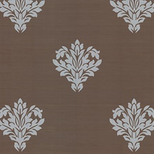 Astoria Brown Leafy Damask Wallpaper