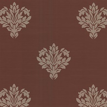 Astoria Dark Brown Leafy Damask Wallpaper