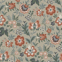 Athena Orange Floral Wallpaper