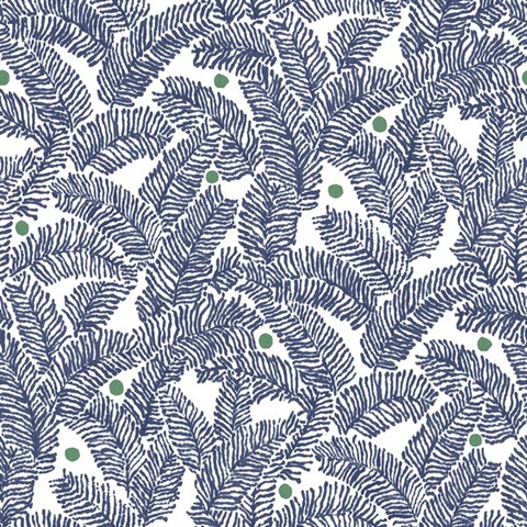 Athina Navy Blue Fern Leaf Wallpaper