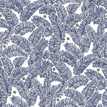 Athina Navy Blue Fern Leaf Wallpaper